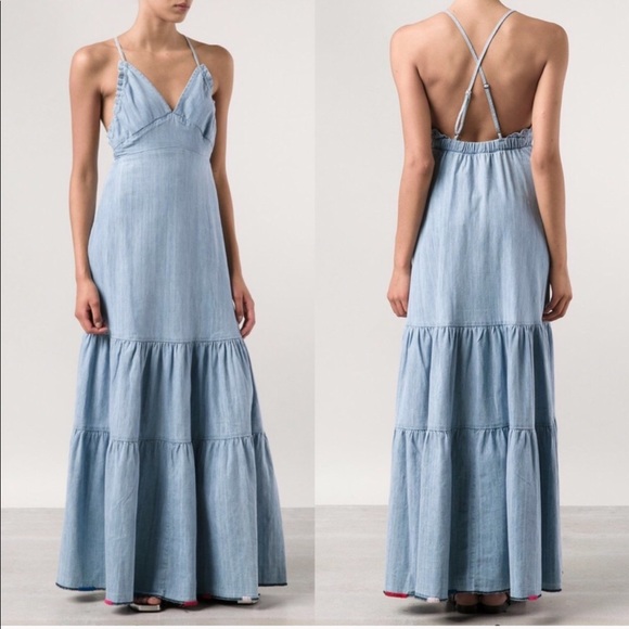 sleeveless denim maxi dress